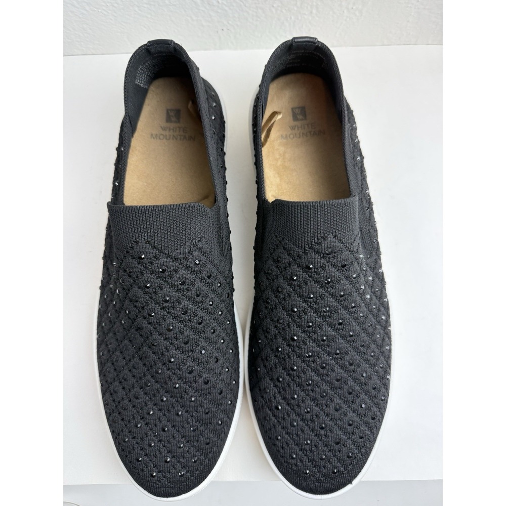 White Mountain Upbringing Womens Black Bling Slip On Sneaker 11 Comfort Shoe Y2K - Picture 7 of 9